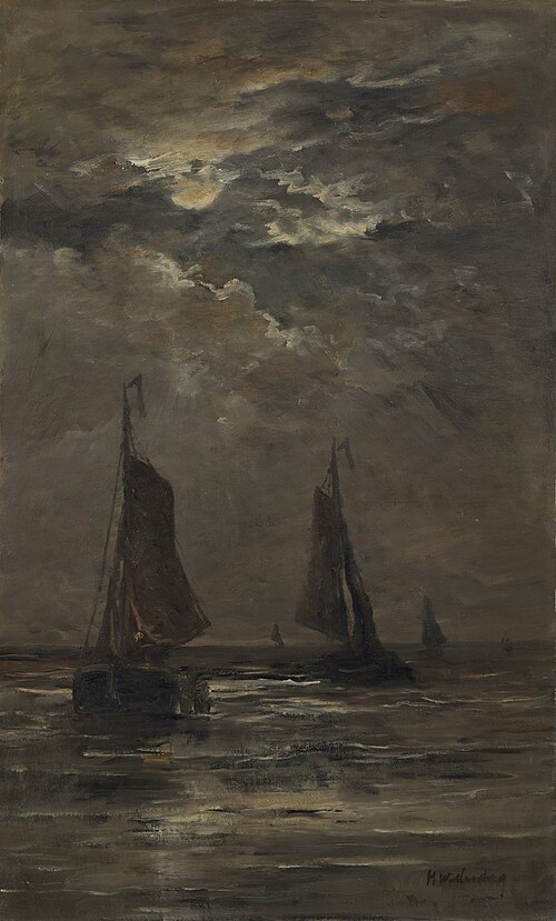 Fishing boats at sea, 1880, Hendrik Willem Mesdag