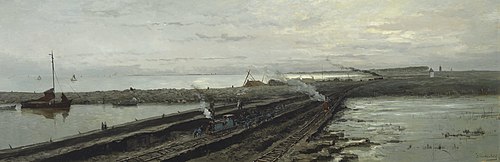 Building the new harbour at Enkhuizen, 1885, Hendrik Willem Mesdag
