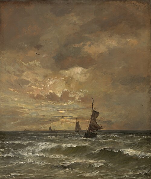 Sunset with stormy sea, 1897, Hendrik Willem Mesdag