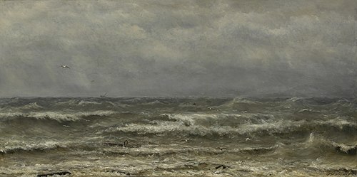 Branding op de Noordzee, 1870, Hendrik Willem Mesdag