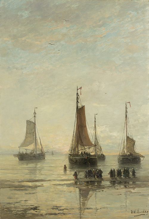 Fishing Boats from Scheveningen Anchored, 1850, Hendrik Willem Mesdag