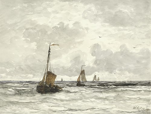 Fishing Boats in the Surf, 1500, Hendrik Willem Mesdag