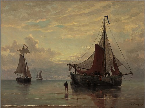Sunset on the Dutch coast, 1875, Hendrik Willem Mesdag