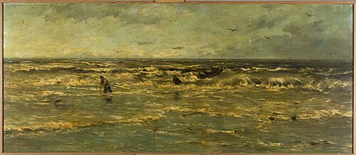 Het halen van het anker, 1870, Hendrik Willem Mesdag