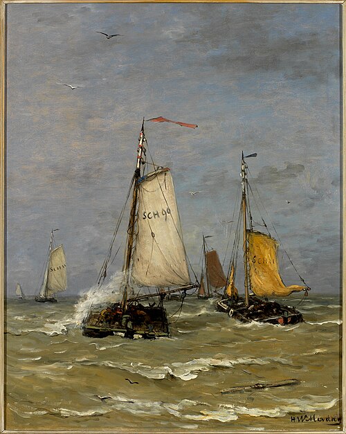 Vissersschepen, 1885, Hendrik Willem Mesdag