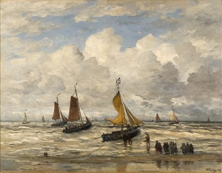 Vissersboten in de branding, 1898, Hendrik Willem Mesdag