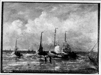 Vissersboten voor de kust, , Hendrik Willem Mesdag