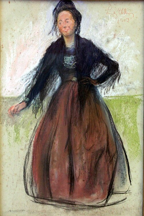 Frisian island woman in her traditional costume, 1903, Ludwig Dettmann