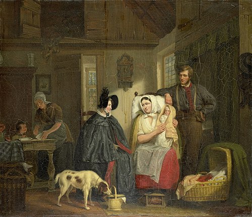 Visit to a New Mother, 1835, Moritz Calisch