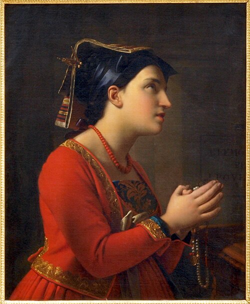 Young Italian woman praying., 1830, Moritz Calisch