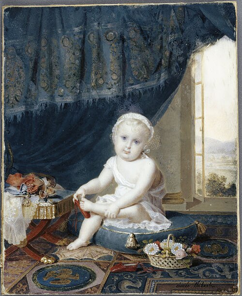 Le Roi de Rome essayant une pantoufle, 1812, Aimée Thibault