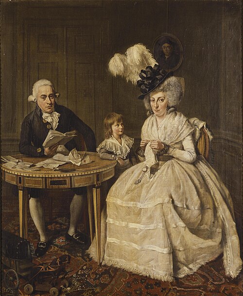 Portrait of Johannes Enschedé II (1750-1799) with his family, 1796, Wybrand Hendriks