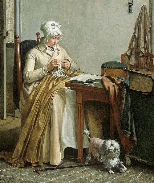 Interior with Sewing Woman., , Wybrand Hendriks