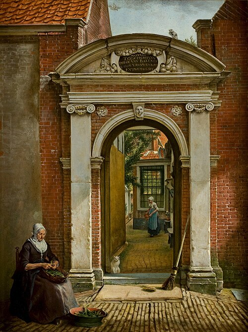 The main entrance of het Hofje van Bakenes in Haarlem, 1816, Wybrand Hendricks