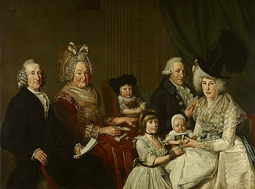 Portrait of  Pieter de Clercq (1731-1807) and his family, 1790, Wybrand Hendricks