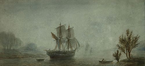 Paisaje de la costa con veleros, 1850, Prilidiano Pueyrredón