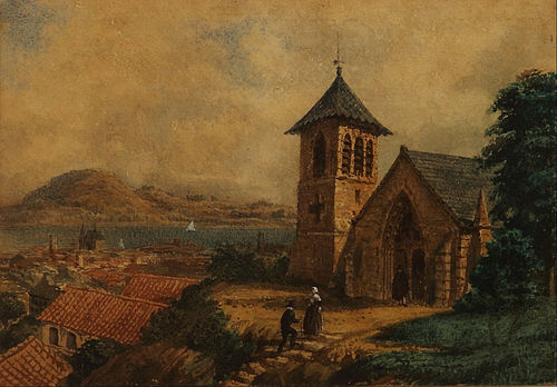 Paisaje (Aldea europea), 1850, Prilidiano Pueyrredón