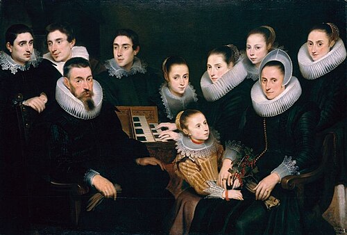 Family portrait of a couple with eight children, 1619, Cornelis de Vos