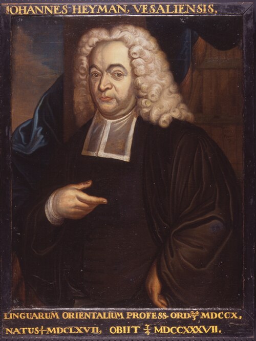Portret van Johannes Heyman, hoogleraar Oosterse talen te Leiden, 1701, Johannes Franciscus de la Court