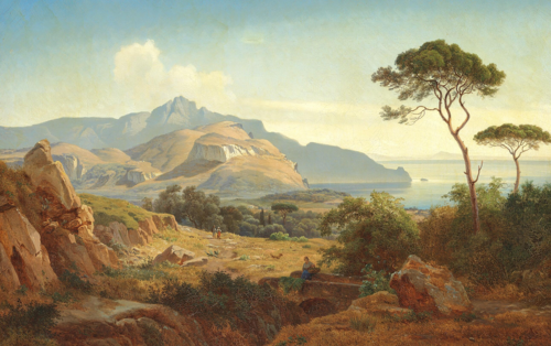 A view of the bay at Sorrento., 1850, Anders Christian Lunde