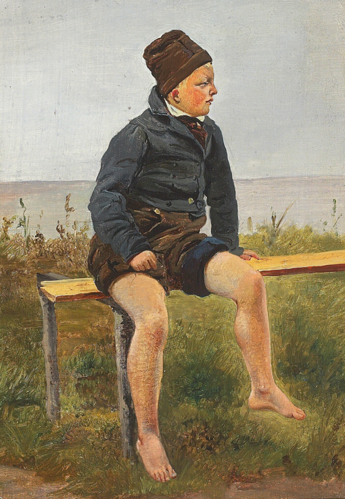 A fisher boy., 1850, Anders Christian Lunde