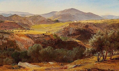 Montagna Paesaggio italiano. Scena dalle vicinanze di Subiaco., 1850, Anders Christian Lunde