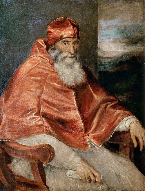 Portrait de Paul III au camauro, 1545, Titien