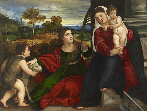 La Vierge, l'Enfant, sainte Agnès et saint Jean-Baptiste, 1535, Titien