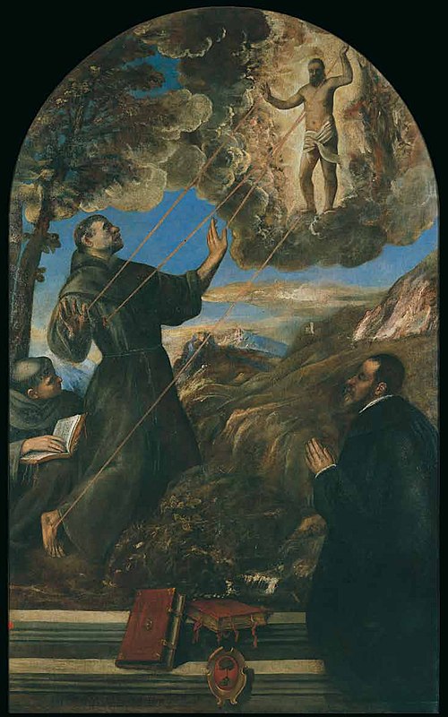 Saint Francis of Assisi receiving the stigmata, 1561, Titien