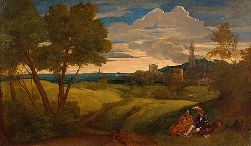 Evening Landscape with Couple, 1521, Titien
