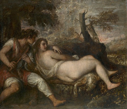 Nymphe et Berger, 1570, Titien