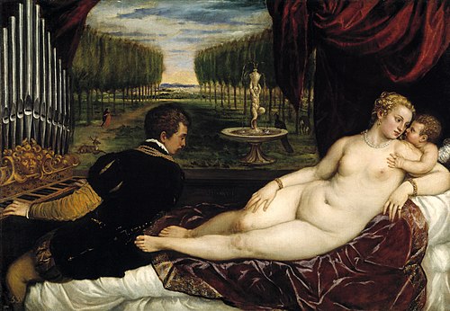 Venus with an Organist and Cupid, 1555, Titien