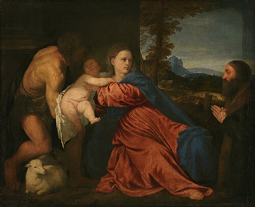 Madonna and Child with St. John and a praying Donor, 1516, Titien