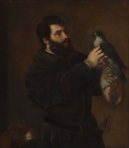Portrait d'homme au faucon, 1537, Titien