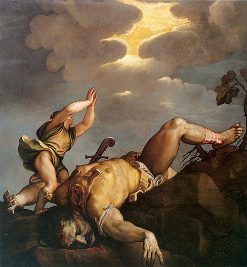 David and Goliath, 1542, Titian