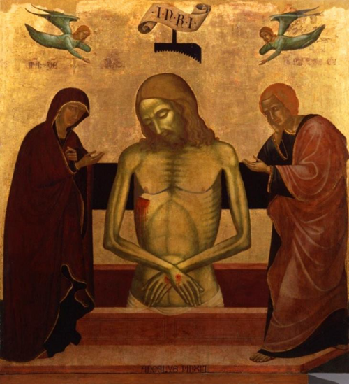 Jesus, Mary and Saint John (Akra Takinosi), 1450, Angelos Akotantos