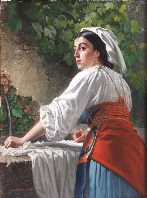 Italian girl by a fountain, 1844, Karl Brioullov