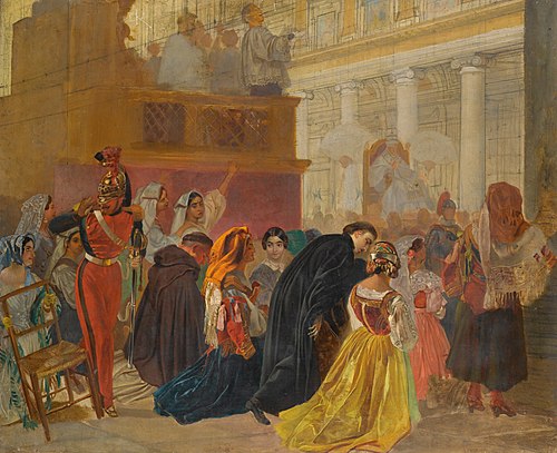 The Return of Pope Pius IX to Rome from Basillica Santa Maria Maggiore, 1850, Karl Brioullov