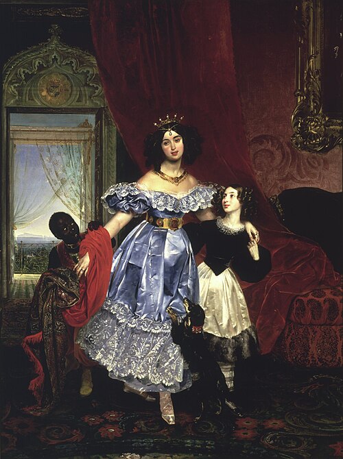 Portrait of Countess Samoilova with (Giovanina) Amazilia Pacini and black boy, , Karl Brioullov