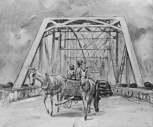 White Mules on a Bridge, 1935, Anne Goldthwaite