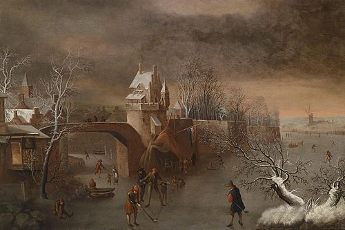 Eisvergnügen an der Stadtmauer, 1650, Anthonie Beerstraten