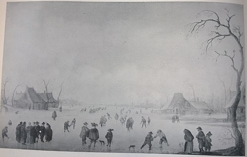 A Wide Canal with many Skaters, 1630, Anthonie Verstraelen