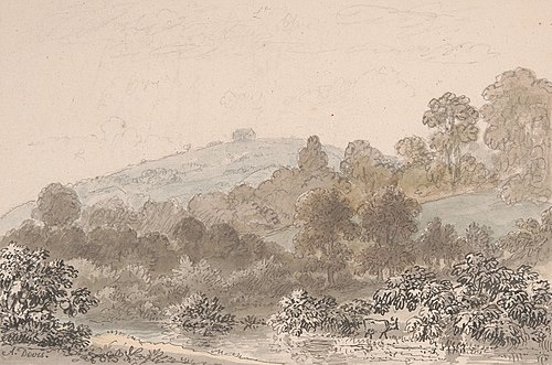 Landscape with stream in foreground, , Anthony Devis
