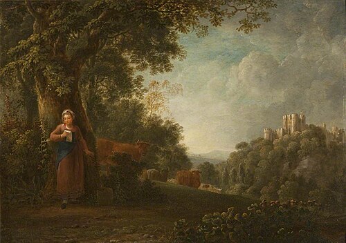Romantic Landscape with Cattle and a Milkmaid, 1793, Anthony Devis