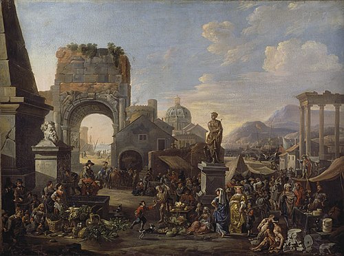 marché au milieu de ruines antiques, 1658, Antoine Goubeau