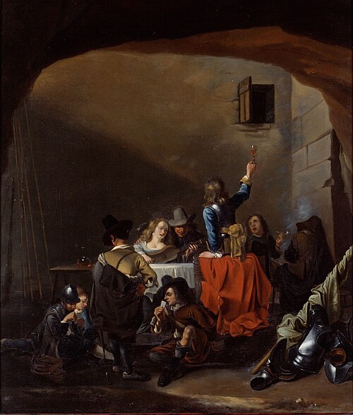 Merry-making party in a guardroom, 1650, Antoine Goubeau