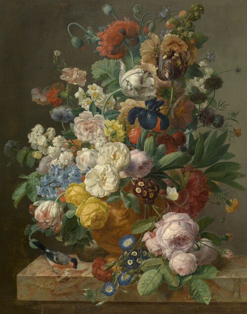 Bouquet of Flowers in a Sculpted Vase, 1750, Jean François Eliaerts