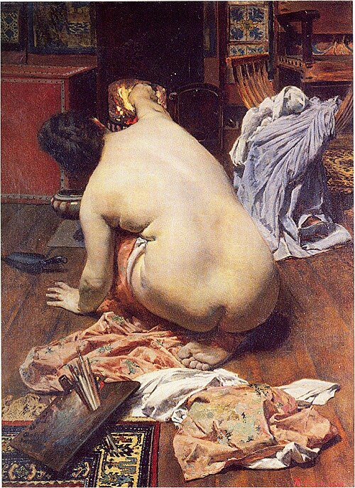 El descanso de la modelo, 1890, Antonio Cortina Farinós