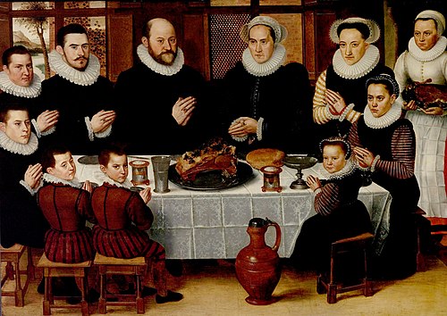 Famille disant la grâce avant le repas, 1585, Antoon Claeissens