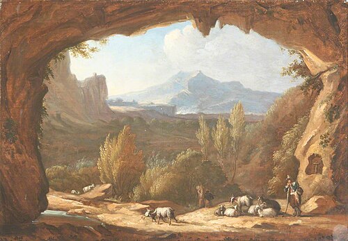 Landscape with Cattle seen under a Rocky Archway, 1780, Cornelis Kuipers